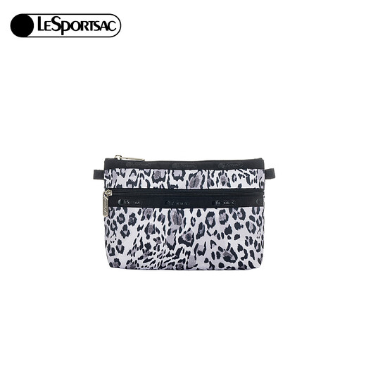 Lesportsac's new style CLASSIC series fashionable leopard print retro compartment storage bag clutch cloud spot mist leopard