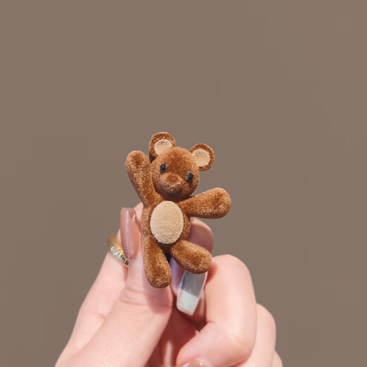 Songchuang Mengyu cute beckoning bear side clip exquisite and compact flocked hair clip bangs side broken hair duck bill clip one-word clip headdress beckoning bear duck bill clip