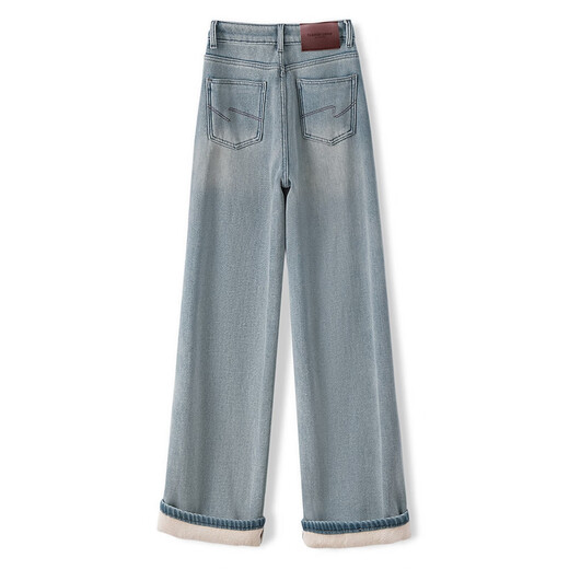 Sibaishe High Waist Jeans 2025 Winter New Women's Retro Washed Slim Fit Velvet Wide Leg Pants