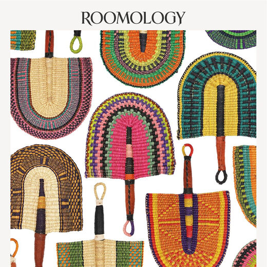 Roomology African Ghana tejido a mano Ventilador tejido de paja Color ventilador decorativo BGF-12119