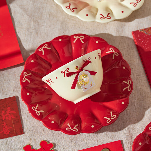 DearDali wedding gift tableware set for best friends, bride and groom, engagement dowry, practical items, high-end tableware, mixed color bowls, cups and plates for two, DIY gift box (fast delivery next day) 10-piece set