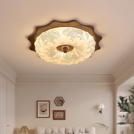 
Jundi medieval style bedroom lamp American retro LED ceiling lamp restaurant lamp simple bedroom lamp Guangdong Zhongshan lighting 3888A model - diameter 43CM - three-color dimming