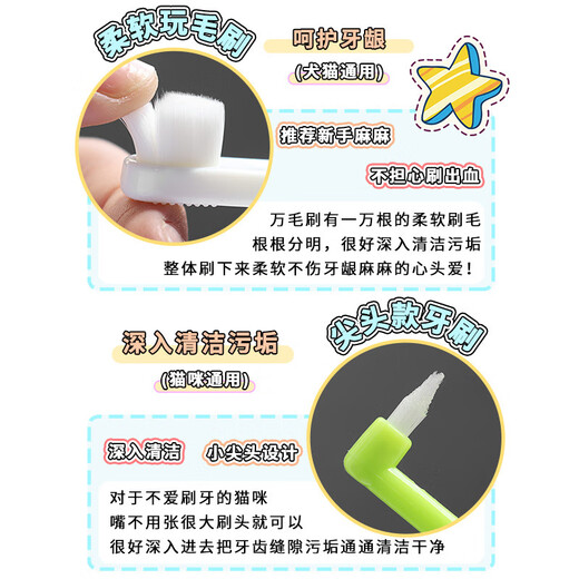 Jingdong Express Pet Brush Teeth Oral Interdental Brush 1000-Bristled Brush Finger Cot Dog Cat Small Head Soft Hair White 100-Bristled Brush 1 + Finger Cot Brushes 4 Default