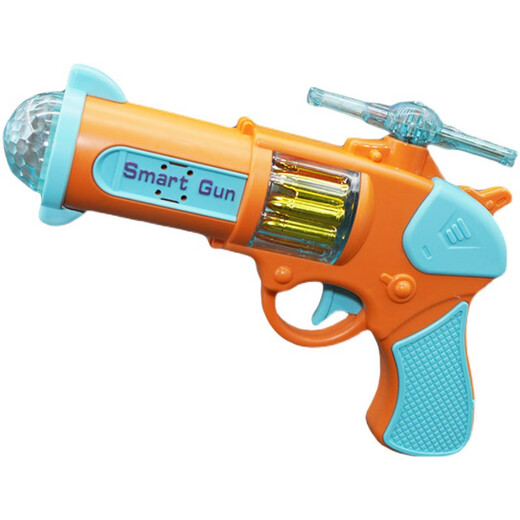 Bunte rotierende Musikbeleuchtung für elektrische Klang- und Lichtspielzeuge für Jungen und Mädchen, Baby Spielzeugpistole 9923 Orange Stammbatterie