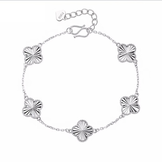 Jamie PT950 platinum bracelet four-leaf clover new style as a Valentine's Day gift - medium size weighs about 14-15 grams and is about 12MM wide