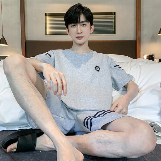 桑琴睡衣男夏季薄款短袖短裤可外穿休闲男士加大码凉感家居服套装 9922# XL 【建议120-140斤】