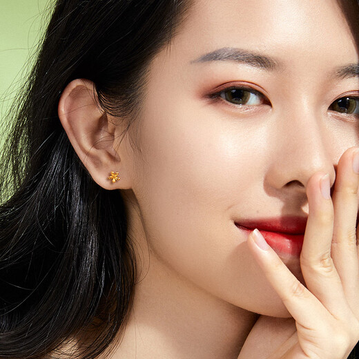 Liuguifu Jewelry Gold Earrings Flowers Pure Gold Earrings Earrings Earrings Earrings Women BE0699 0.75g