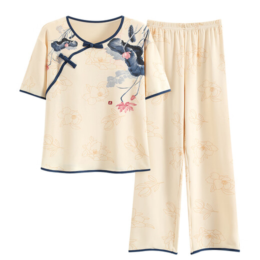 Женская пижама с коротким рукавом Yalu Set Set Summer Thin Bloys New New китайского стиля имитация хлопковая домашняя одежда можно носить за пределами LZY9905 M (предлагается 75-95JIN [JIN равняется 0,5 кг])