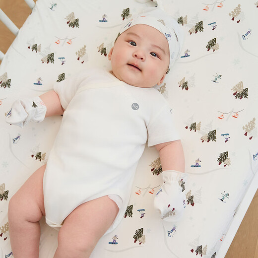 Nest designs baby fitted sheet double layer gauze fitted sheet newborn bedding baby baby children's comforter fitted sheet bamboo cotton stretch-holiday fun S size (132*71cm)