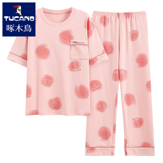 Pajama de año nuevo de carpintero para mujeres en verano Pantalones de manga corta de algodón puro