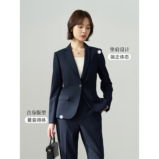 Lady Bird Navy Blue Formal Suit Women's Professional Small Man Interview Wear Public Exam High-Quality Suit Jacket