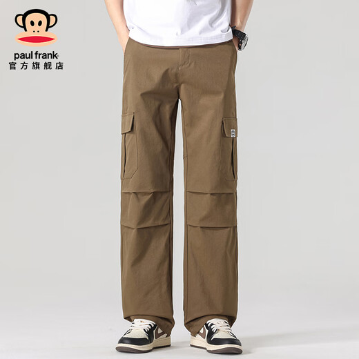 Big Mouth Monkey (paul frank) American trendy brand workwear straight men's casual pants for spring new loose draped wide-leg men's sports long pants Black 9906 [official authentic] M [Suggested 100-110Jin [Jin equals 0.5 kg]]