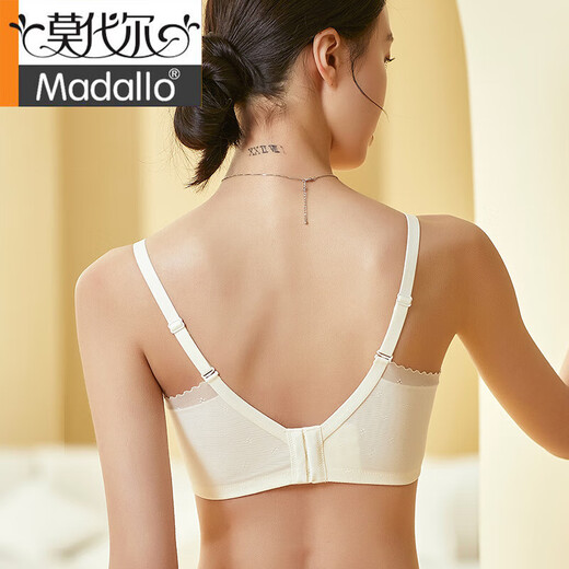 
Modal's new silk collection bra, thin lace sexy mulberry silk underwear, side cream, off-white L