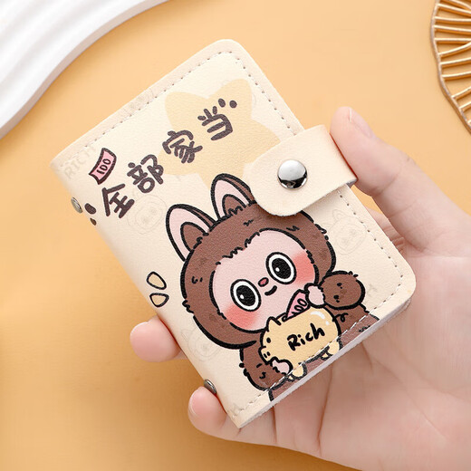 Cute Little Bubu Cartoon Card Bag Women's Niche Large Capacity Multi-Card Slots Portable Compact Driver's Document Coin Purse Yellow Small Cloth 20 Card Slots No Document Slots