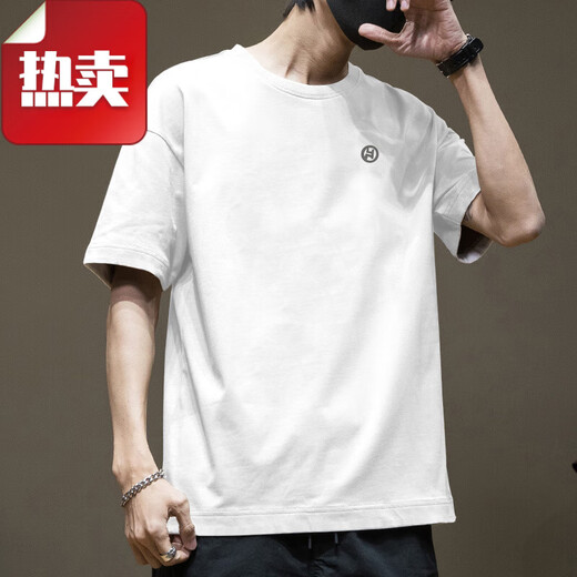 凡客诚品 VANCL夏季短袖t恤男士重磅纯棉青少年简约潮流痞帅宽松学生半截袖体恤 白色-1365短袖-100纯棉 S 建议80-110斤