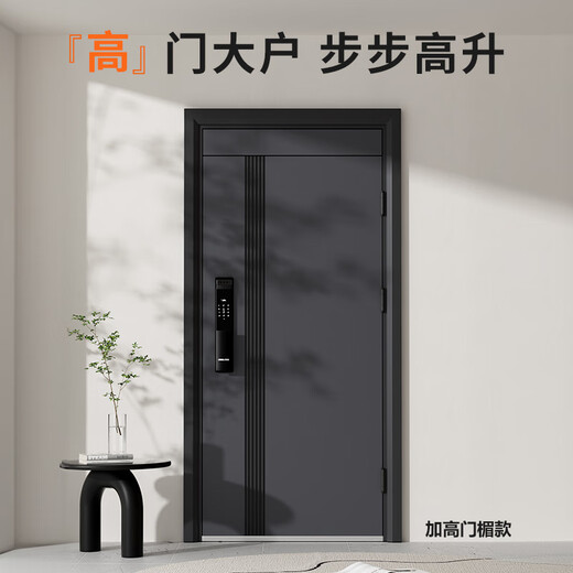 欧帝乐（OUDILE）加厚甲级防盗门入户门+防撬防爆安全门子母门+智能门锁指纹锁 机械锁 1970/2050*960/860单门加高门楣