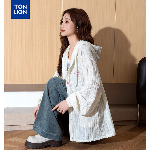 Tang Shi Frauen Textur Stoff Kapuze Kurzdünne Jacke Wp cremig s