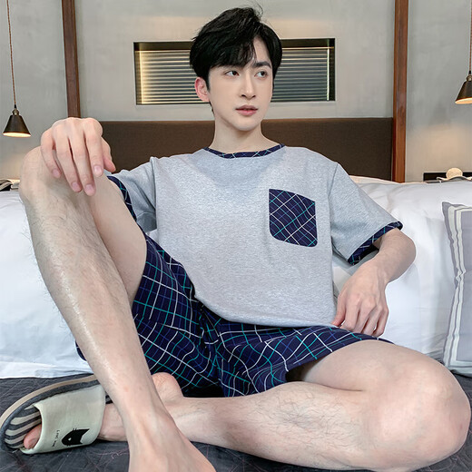 恺芮虎男士睡衣男夏季短袖棉质男款夏天薄款男生可外穿大码家居服 HD9928 XL