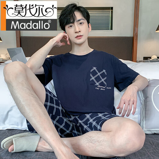 莫代尔睡衣男夏季纯棉薄款短袖短裤可外穿休闲男士加大码凉感家居服套装 9922# L [建议100-120斤]
