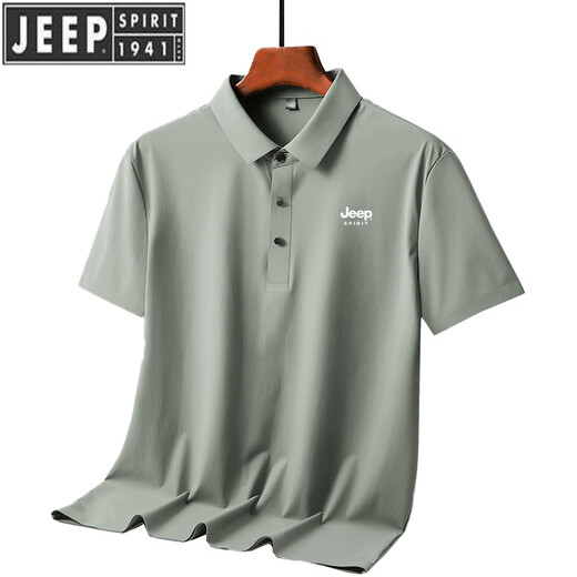 JEEP SPIRIT吉普2025冰丝速干POLO衫男士夏季薄.款感无痕凉感夏装短袖t恤 6629中灰 M -110斤
