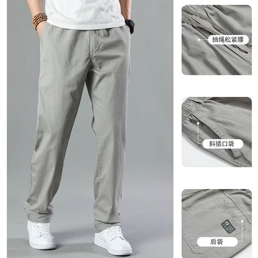 Comfortable pure cotton men's spring and autumn loose straight pants men's workwear casual pants wear-resistant outdoor sports pants earthy yellow summer thin 6XL recommended 245-270Jin Jin equals 0.5 kg