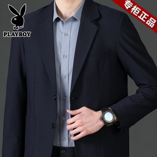花花公子休闲小西装男外套春秋2025年新款轻商务职业正装西服高级感上衣服 黑色 2XL