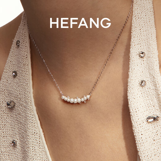 HEFANG He Fang Jewelry White Moonlight Clavicle Chain Silver Necklace Women's Light Luxury High-end Birthday Gift for Girlfriend