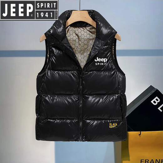 Jeep Spirit Black Gold Down Cotton Vest Men's Winter NOUVEAU VESTS HEPTESS HOMMES HEMPS HOMMESS