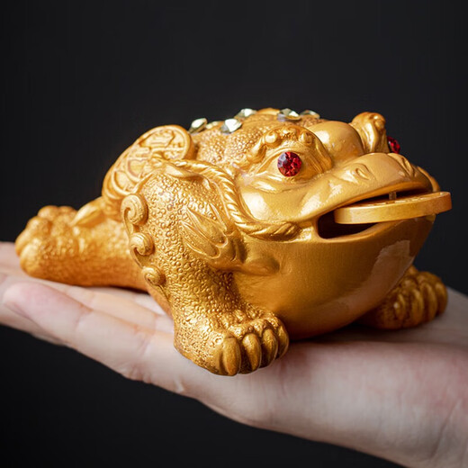 Ximan Gao Qiqiang's same style Golden toad tea pet ornaments color changing tea set accessories tea tray tea ceremony golden toad fortune toad color changing Pixiu tea pet