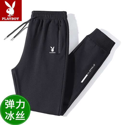 花花公子纯棉休闲裤男春夏季男宽松运动卫裤裤束脚长裤工装裤子男新款耐磨 深灰束口 (秋季单条装) XL 120-135斤
