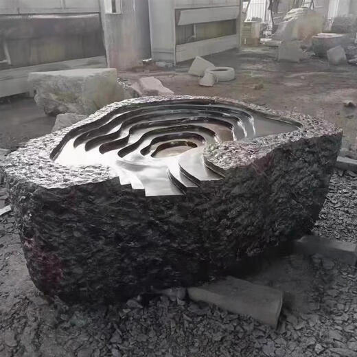 Flowing water landscape stone outdoor landscaping Black Mountain stone water bowl circulating water system floor-standing ornaments flowing water fountain water feature length 200 style 7