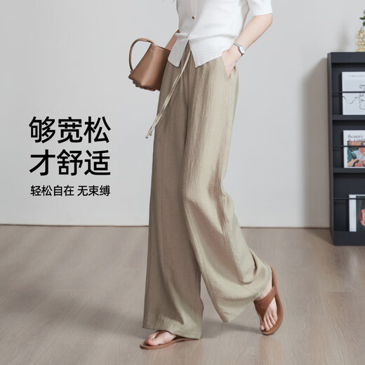 Yiyang Yiyang Pantalones de pierna ancha para mujeres 2025 Summer NUEVA LÍNEA LÍNEA Ejuicios de gente ligera yamamoto perezoso Pantalones rectos blancos Color de albaricoque 27
