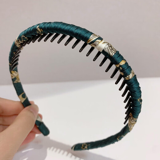 Dongyi carefully selected hairbands for women, high-end headwear for going out, fabric printed student face wash hairpins with teeth, anti-slip, blue