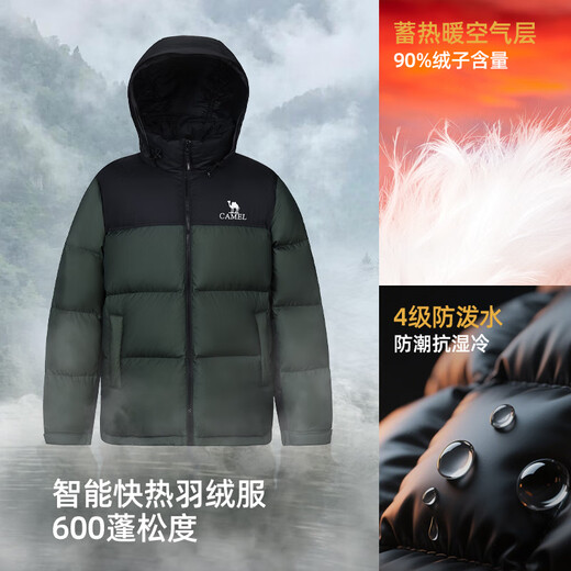
Camel Volcano Down Jacket 2.0 Wang Junkai same style as King Kaijia 2.0 men's thickened bread jacket city light outdoor dark night/dark night dark, same style as men and women 7066E L