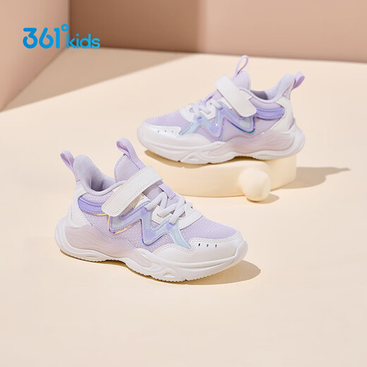 361 Children's Shoes Children's Sports Shoes 2025 Autumn Girls Light Soft Elastic Sweet Childlike Casual Shoes Purple 32