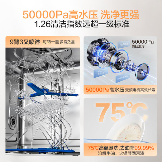 Boss Xingchen dishwasher series W76B01A built-in dishwasher 17 sets + 3-layer large-capacity UV disinfection independent hot air drying household 0-bacteria dishwasher