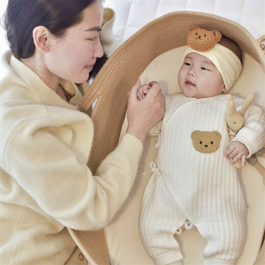 
Sweet Miaomiao baby carry basket portable safe sleeping basket baby carry basket newborn discharge basket foldable mobile sleeping basket khaki bear baby basket [without mat] 0-6 months available 70*40*25 cm/load bearing 25 cm Jin [Jin equals 0.5 kg]