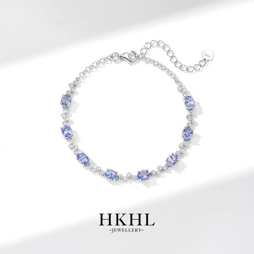 HKHL 925银天然坦桑蓝宝石手链女高级感轻奢手环小众银饰女生生日礼物 天然坦桑石手链（链长可调节）