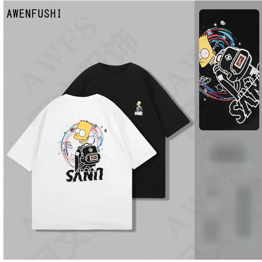FR.YH.ZH'UUS-BG Design'Summer Heavy Industry Embroidery Short Sleeve T-Shirt Style A-1048 Black M 90-115Jin[Jin equals 0.5 kg]