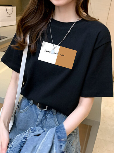 Playboy; Camiseta de manga corta Playboy White Women's New Summer Lo suelto Versión coreana Corea redonda de diseño de gran tamaño a media manga Top N3523-White XL