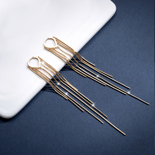 Qlady gold long tassel earrings feminine high-end ear buckle earrings 2025 new niche unique earrings gift