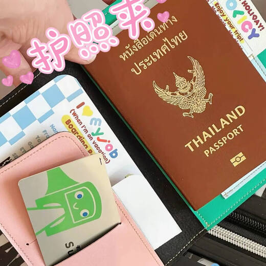 咏幻护照登机牌收纳包旅行随身证件机票护照夹钱包一体多功能卡包出国 暗黑kitty刺绣护照包