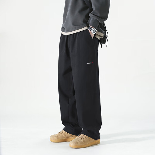 
Playboy (PLAYBOY) pure cotton work pants for men's summer thin Japanese fashion brand pussy casual loose large size straight wide-leg long pants YHK9215 black L 110-130Jin [Jin equals 0.5 kg] can be worn