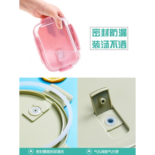 厨万家高硼硅玻璃饭盒套装保鲜碗带盖耐热玻璃 便当盒 微波炉用 三件套 北欧绿圆1050+圆1050ml二件套