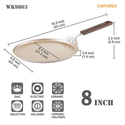 
CHEFMADE Learning Chef 8 inch 6 Pancake Pancake Egg Pancake Fruit Thousand Layer Durian Non-stick Pan 9738 Aluminum Alloy Composite Bottom 8 inch