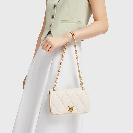 CHARLES&KEITH25夏新品时尚菱格链条单肩斜挎小方包七夕礼物CK2-20671747 Cream奶白色 S