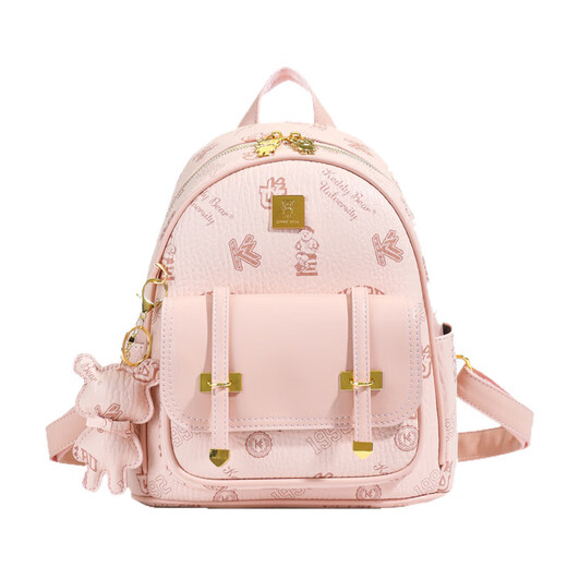 Bear letter splicing backpack for women's bag new style 2025 casual small backpack for women versatile commuter female flying 2466 black no pendant