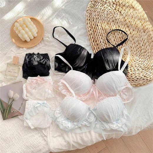 Japanische süße Spitzenprinzessin Girl Unterwäsche süße Loli kleine Brüste gesammelt sexy BH Set Blau (Einzelstück) YT689 70a 32/B (durch Tasse)