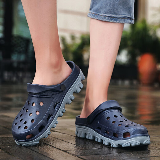 Xuanyuan Lochschuhe mit großer Größe 47-49 Herren Sonders Sommer gegen Rutsch-Schlupf-Dual-Purple-Fett 47 plus 48 Hausschuhe 49 S9859 Khaki Upgrade Modell 39