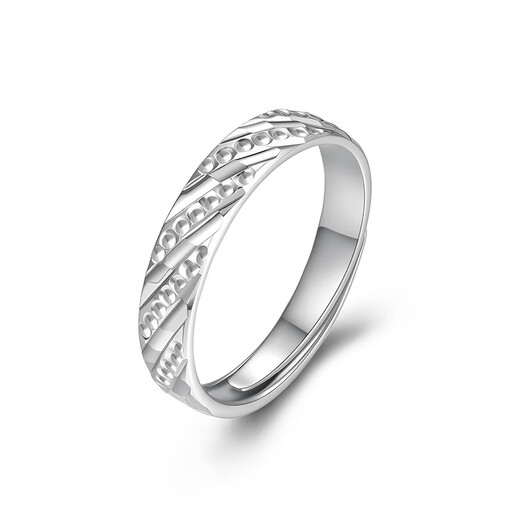 Zhou Dajin CHOW TAI KING platinum corrugated ring simple adjustable couple ring diamond ring wedding gift high-end Chinese Valentine's Day gift to girlfriend platinum ring 5.54g